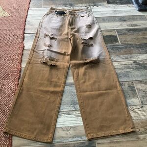 NWT Pol Brown Distressed Wide Leg Jeans sz Small